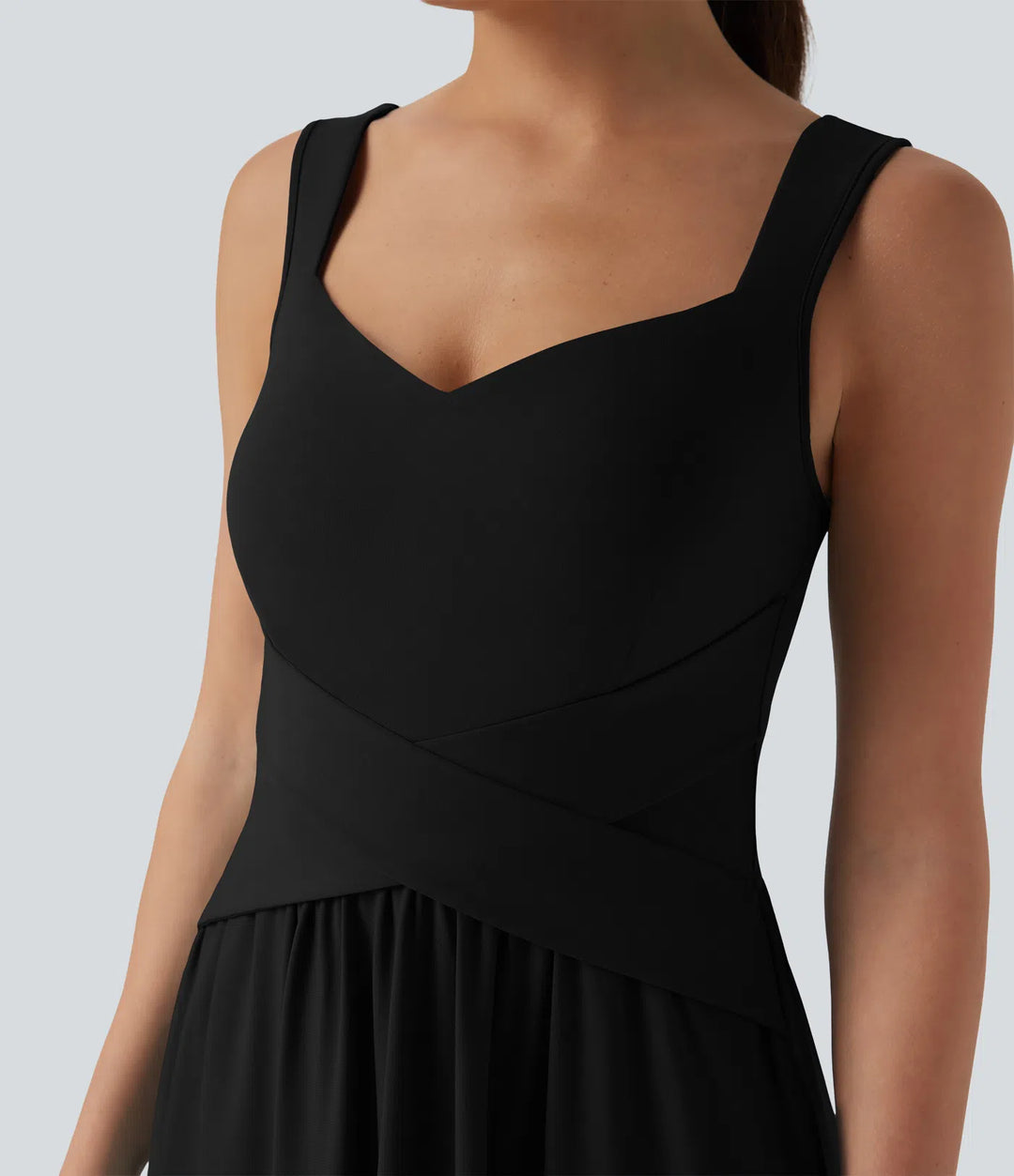 Robe maxi casual fluide dos nu, avec brassière intégrée et poches
