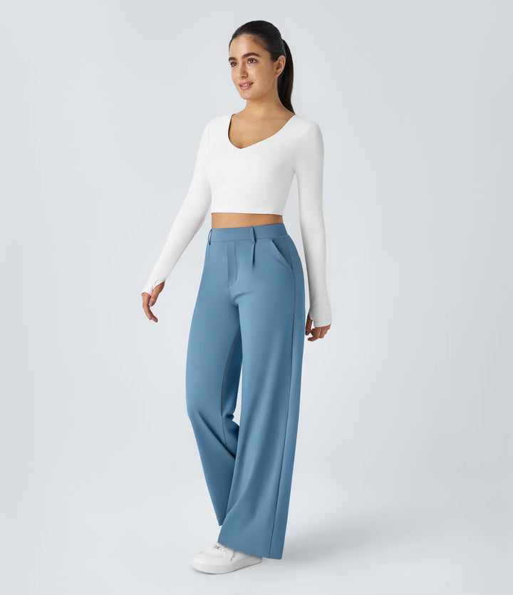 Pantalon tailleur Jean & Marie DayStretch coupe droite taille haute avec poches