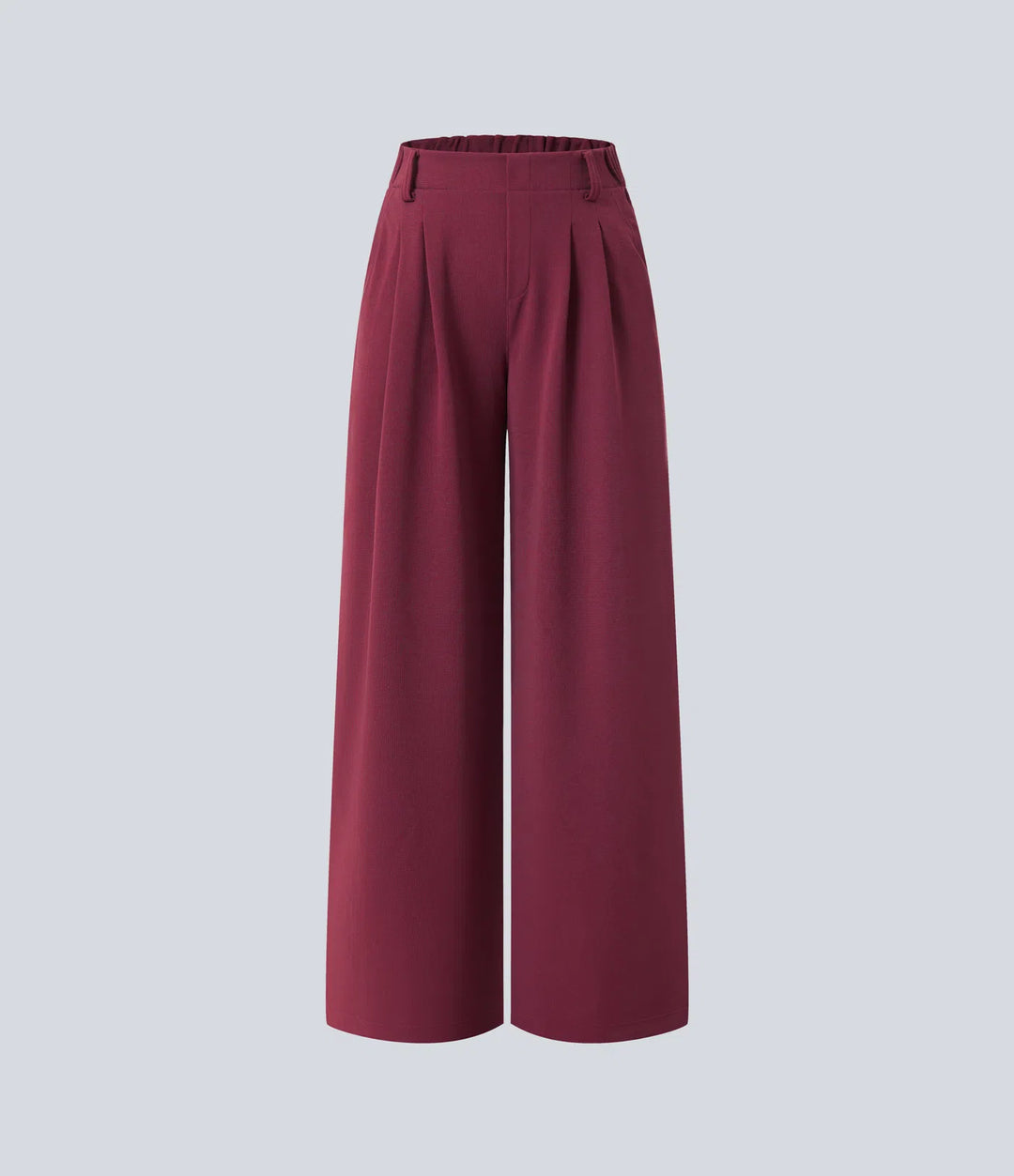 Pantalon fluide à taille haute et jambes larges, en tissu gaufré, avec poches latérales