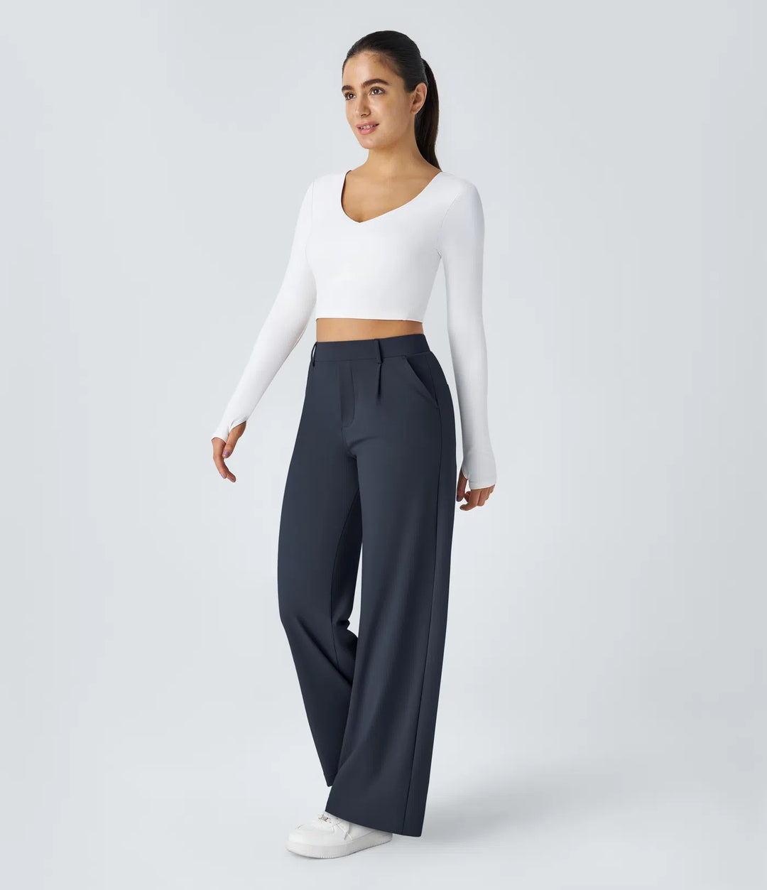 Pantalon tailleur Jean & Marie DayStretch coupe droite taille haute avec poches