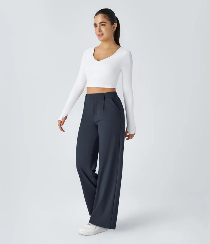 Pantalon tailleur Jean & Marie DayStretch coupe droite taille haute avec poches
