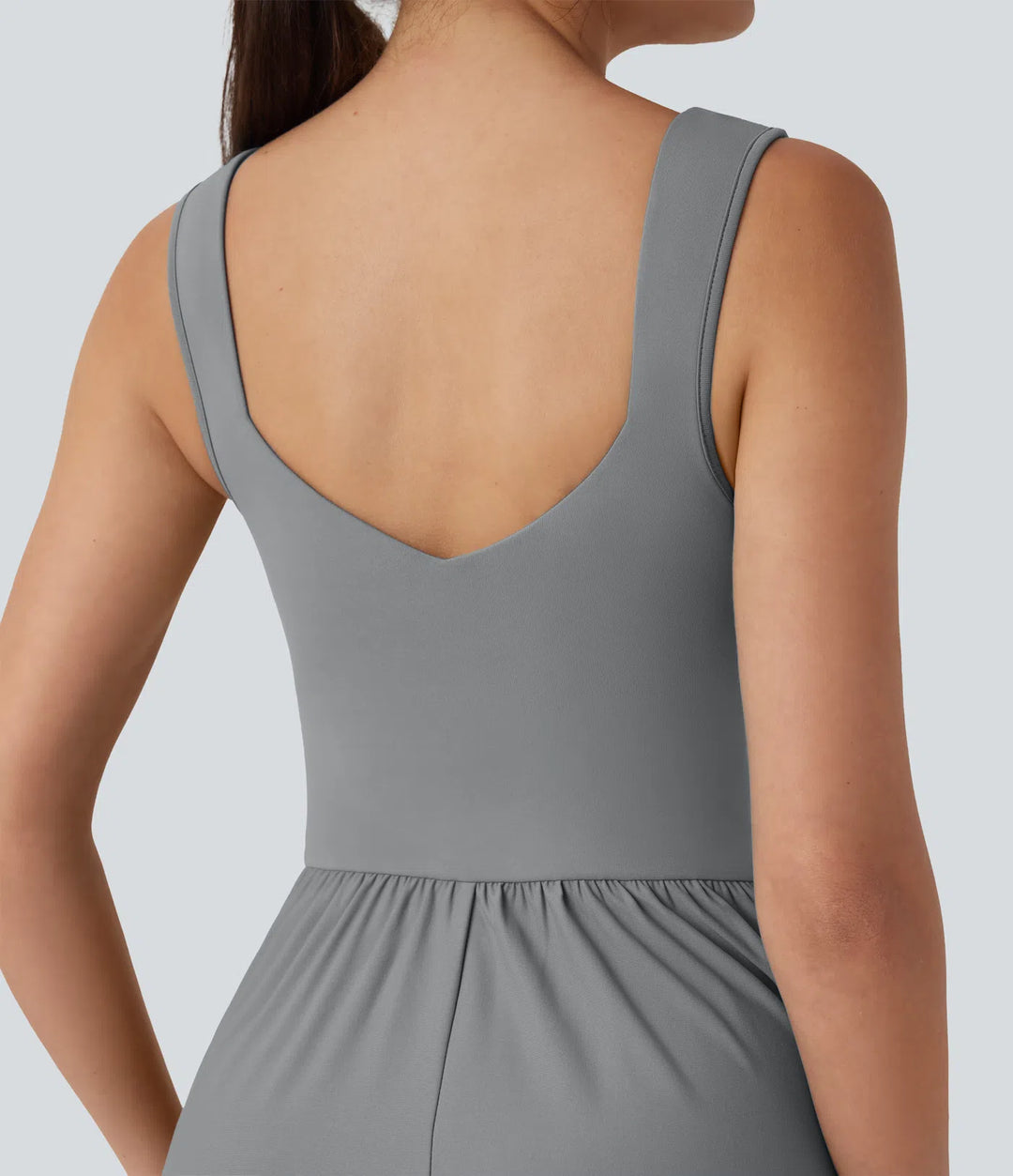 Robe maxi casual fluide dos nu, avec brassière intégrée et poches