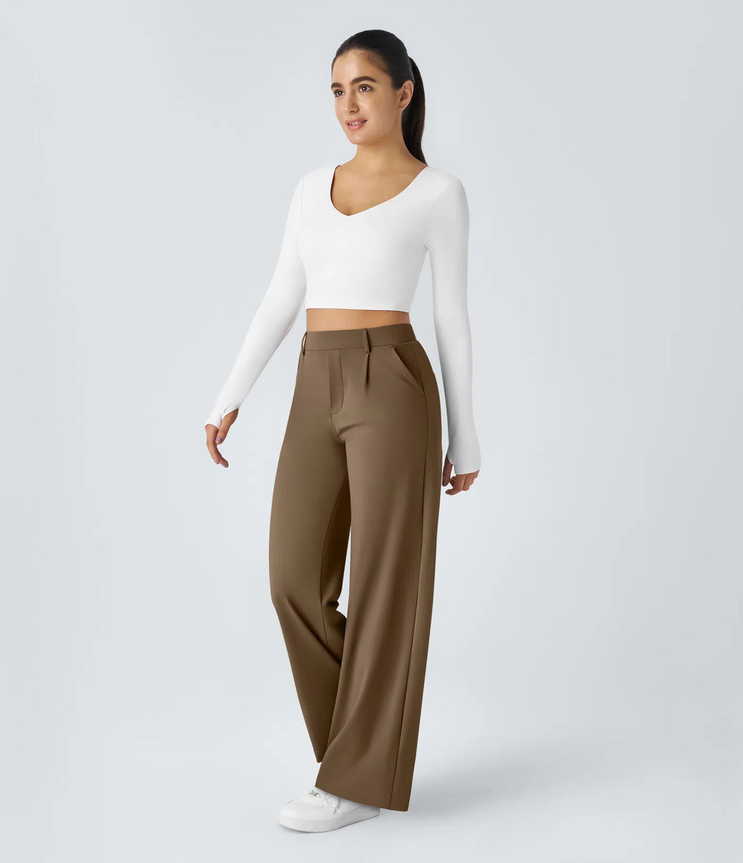 Pantalon tailleur Jean & Marie DayStretch coupe droite taille haute avec poches