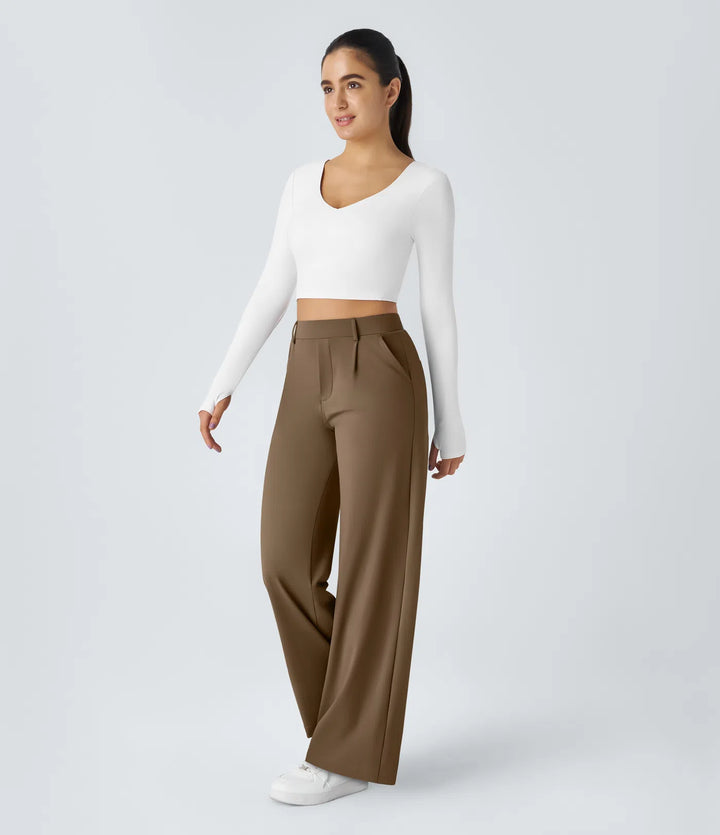 Pantalon tailleur Jean & Marie DayStretch coupe droite taille haute avec poches