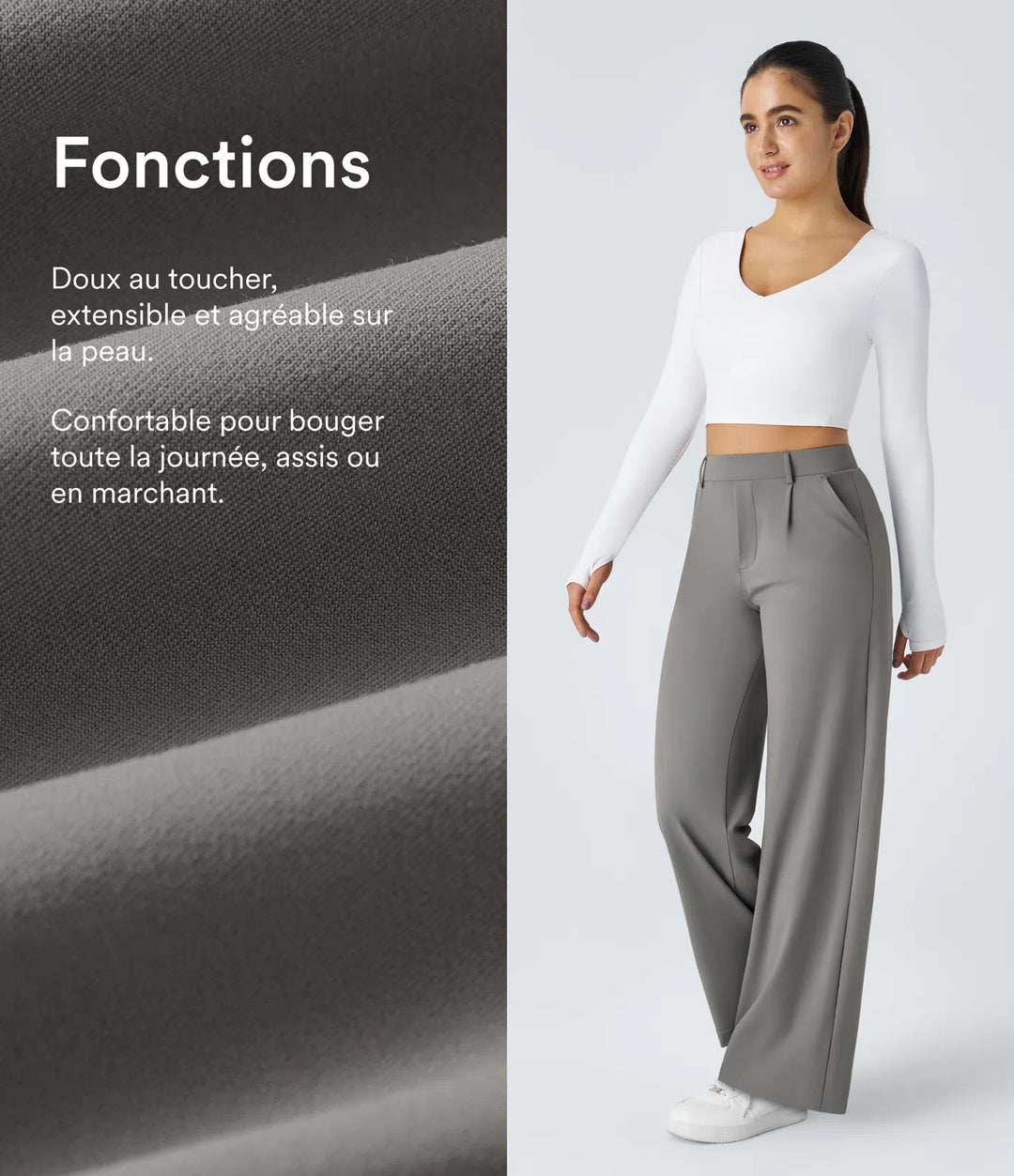 Pantalon tailleur Jean & Marie DayStretch coupe droite taille haute avec poches