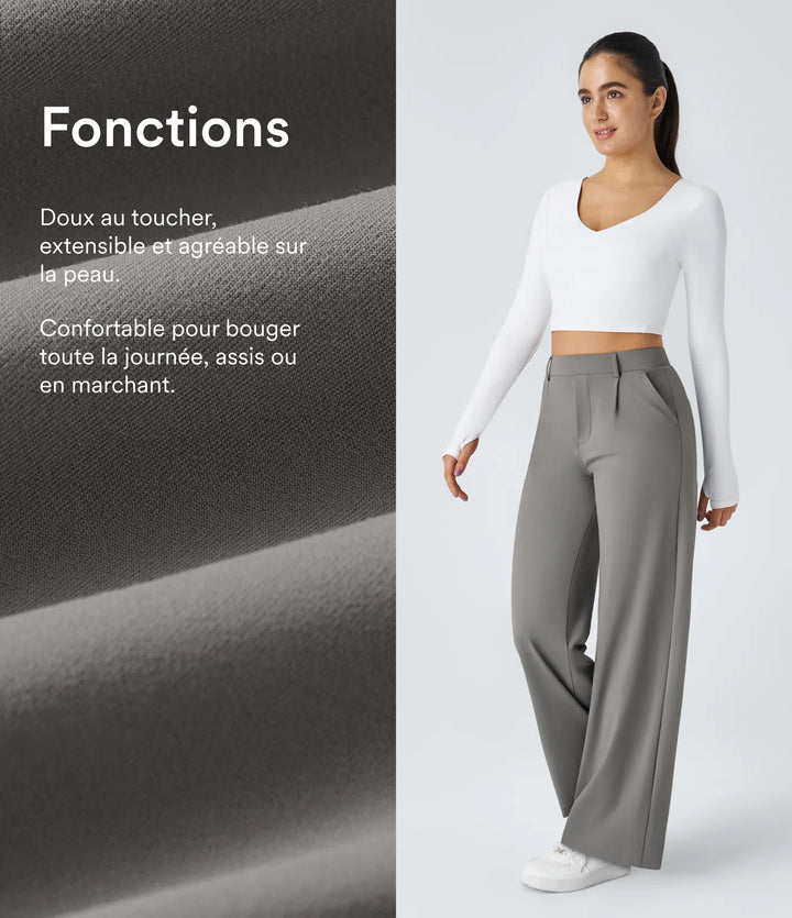 Pantalon tailleur Jean & Marie DayStretch coupe droite taille haute avec poches