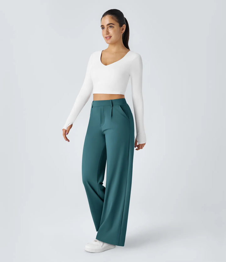 Pantalon tailleur Jean & Marie DayStretch coupe droite taille haute avec poches