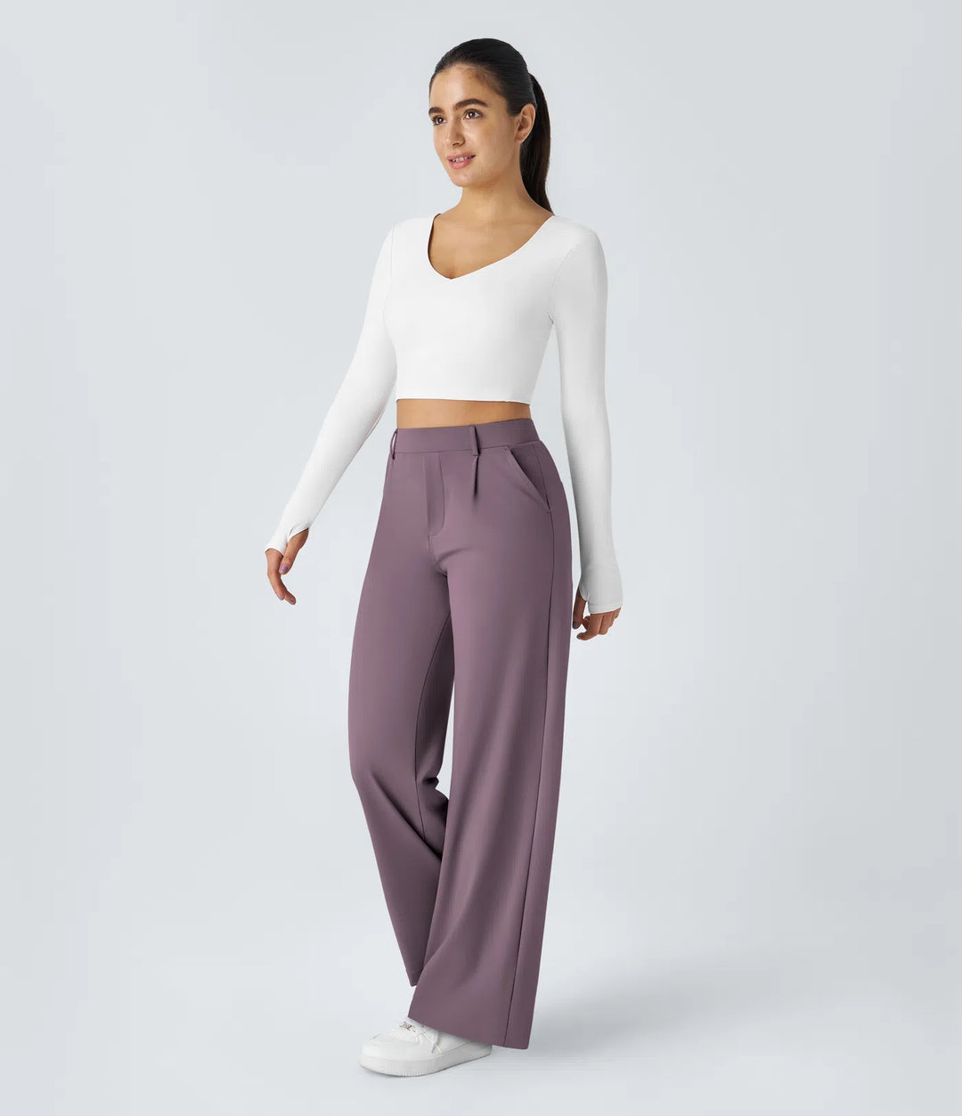 Pantalon tailleur Jean & Marie DayStretch coupe droite taille haute avec poches