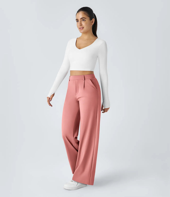 Pantalon tailleur Jean & Marie DayStretch coupe droite taille haute avec poches