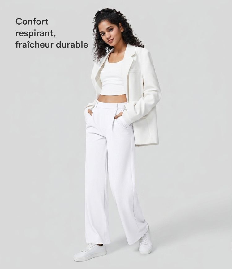 Pantalon tailleur Jean & Marie DayStretch coupe droite taille haute avec poches