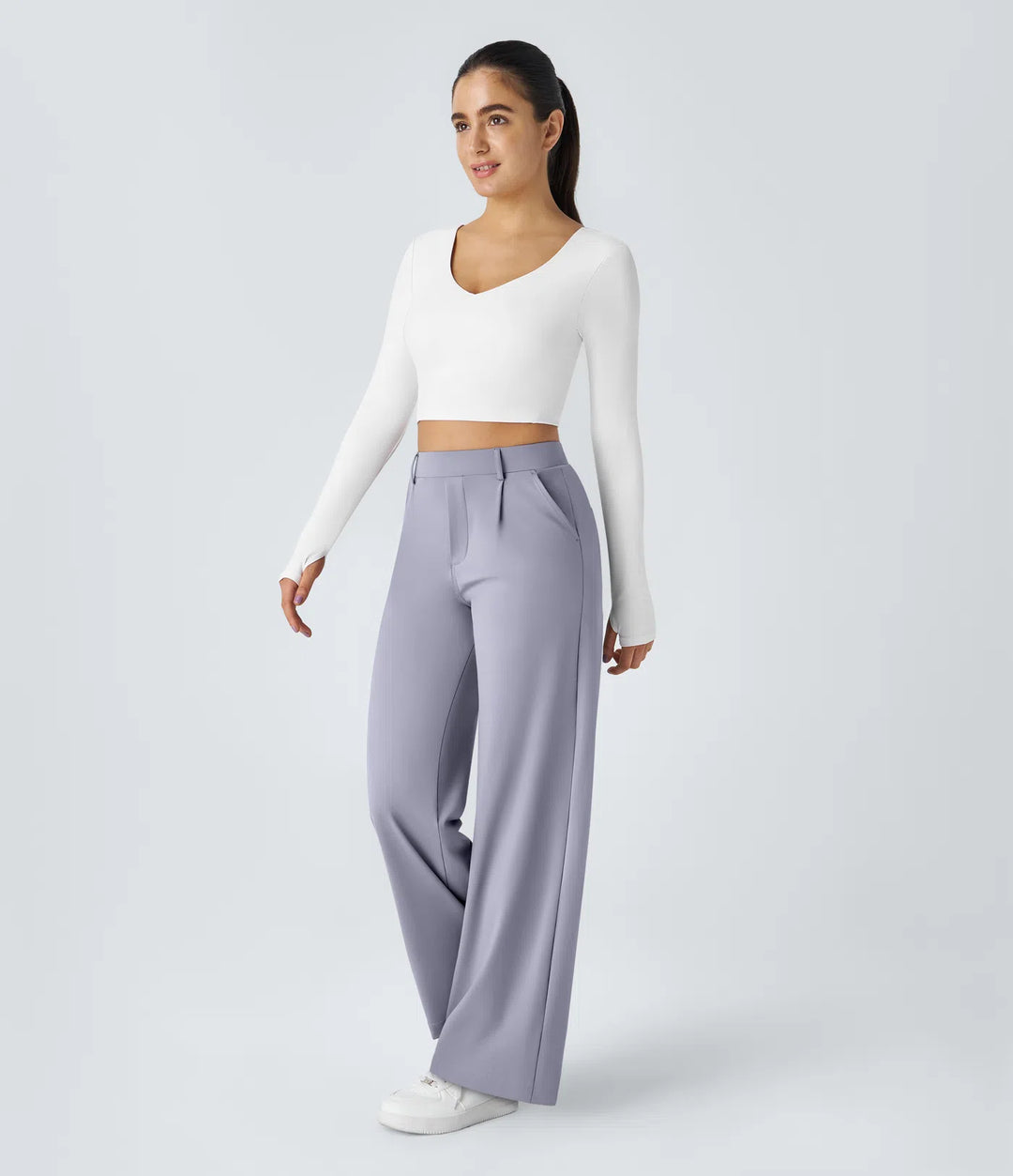 Pantalon tailleur Jean & Marie DayStretch coupe droite taille haute avec poches