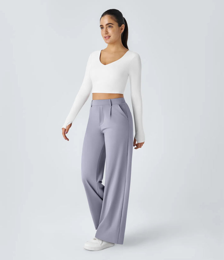 Pantalon tailleur Jean & Marie DayStretch coupe droite taille haute avec poches