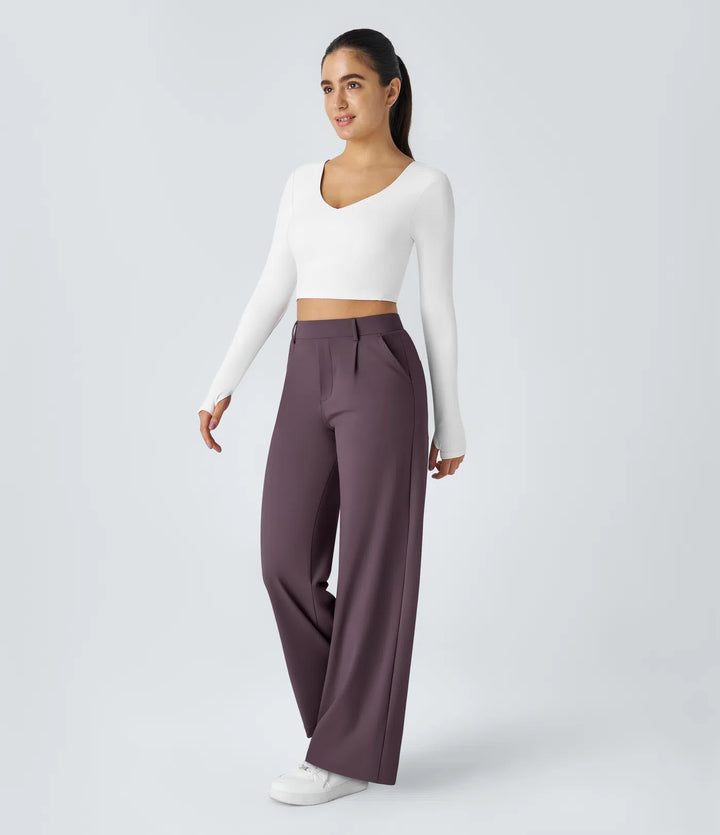Pantalon tailleur Jean & Marie DayStretch coupe droite taille haute avec poches