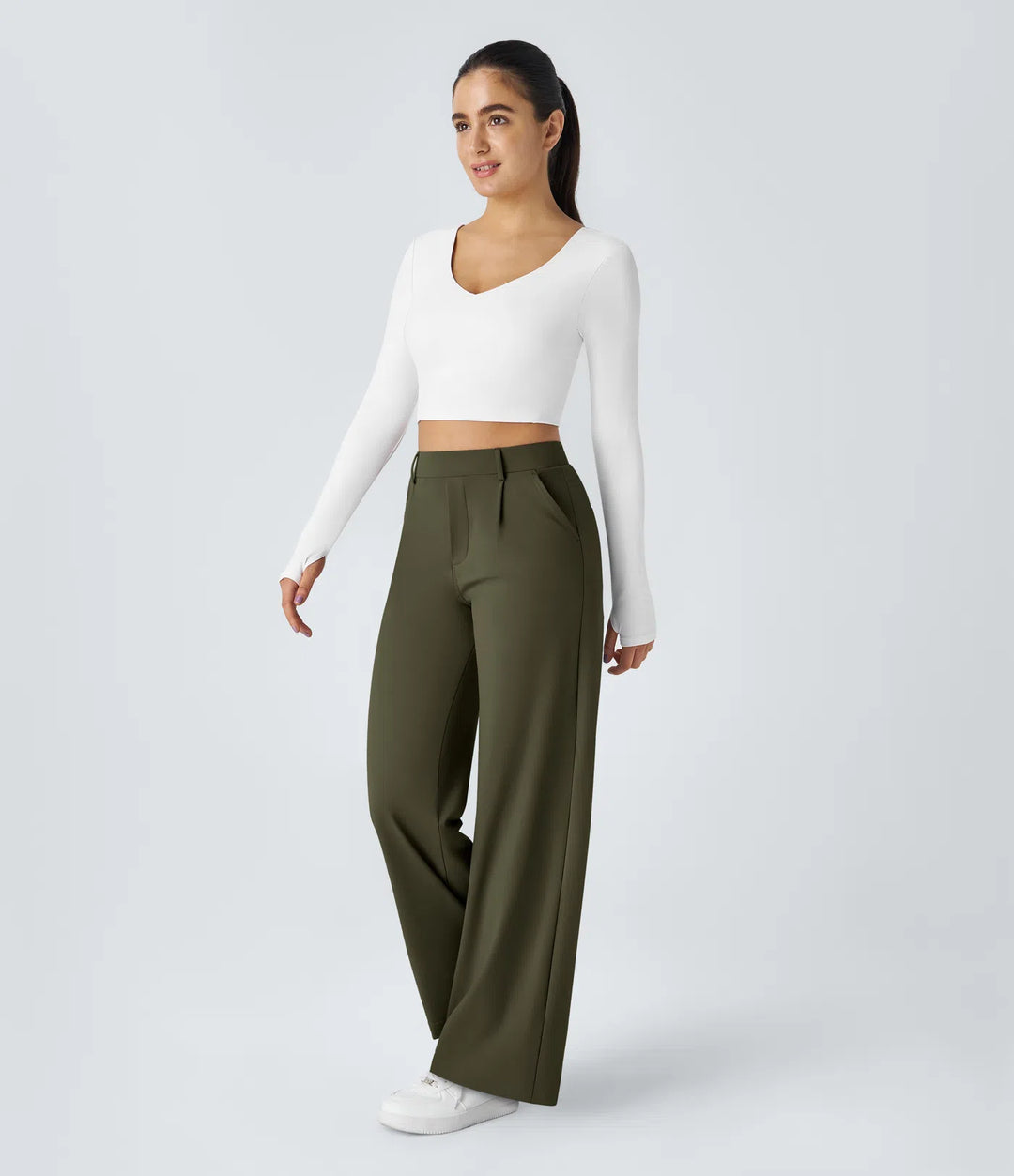Pantalon tailleur Jean & Marie DayStretch coupe droite taille haute avec poches