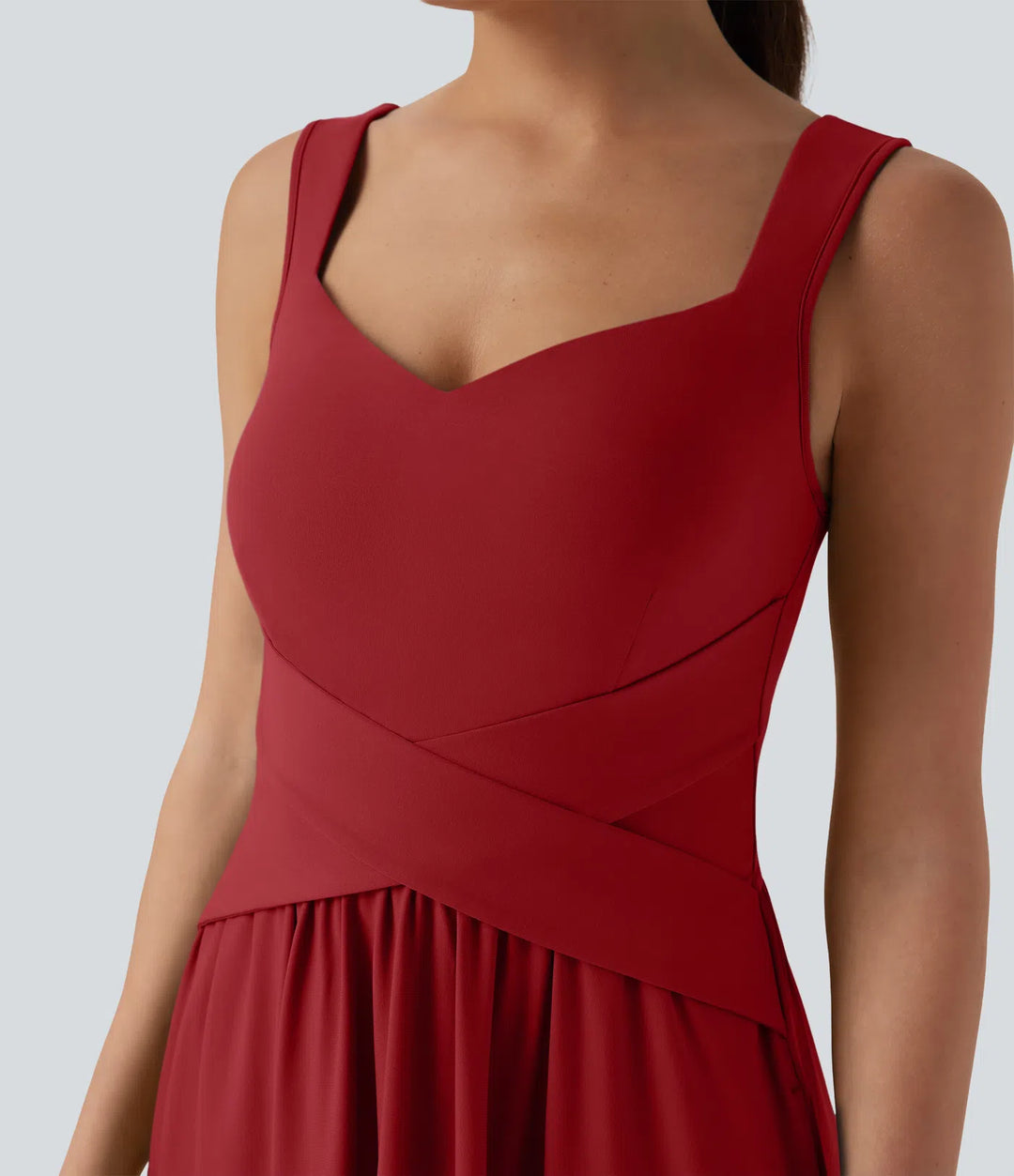 Robe maxi casual fluide dos nu, avec brassière intégrée et poches