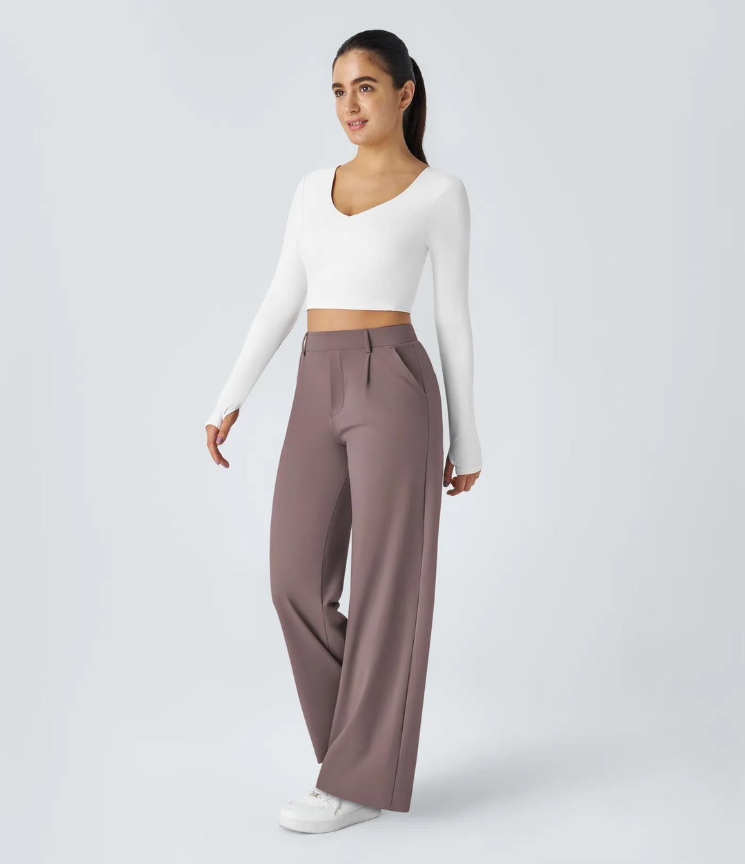 Pantalon tailleur Jean & Marie DayStretch coupe droite taille haute avec poches