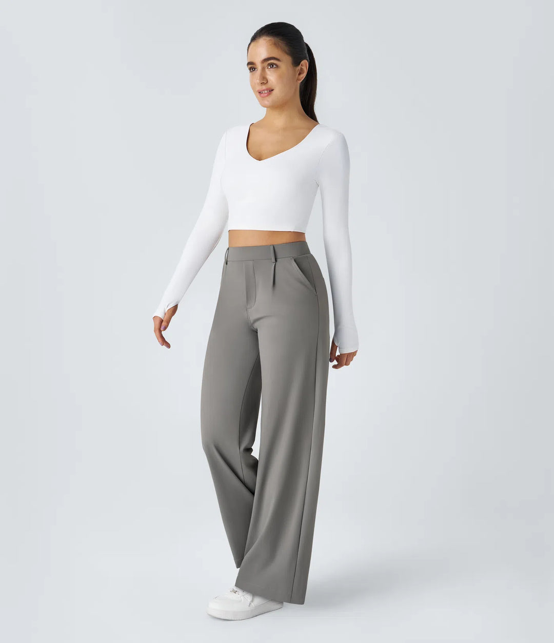 Pantalon tailleur Jean & Marie DayStretch coupe droite taille haute avec poches