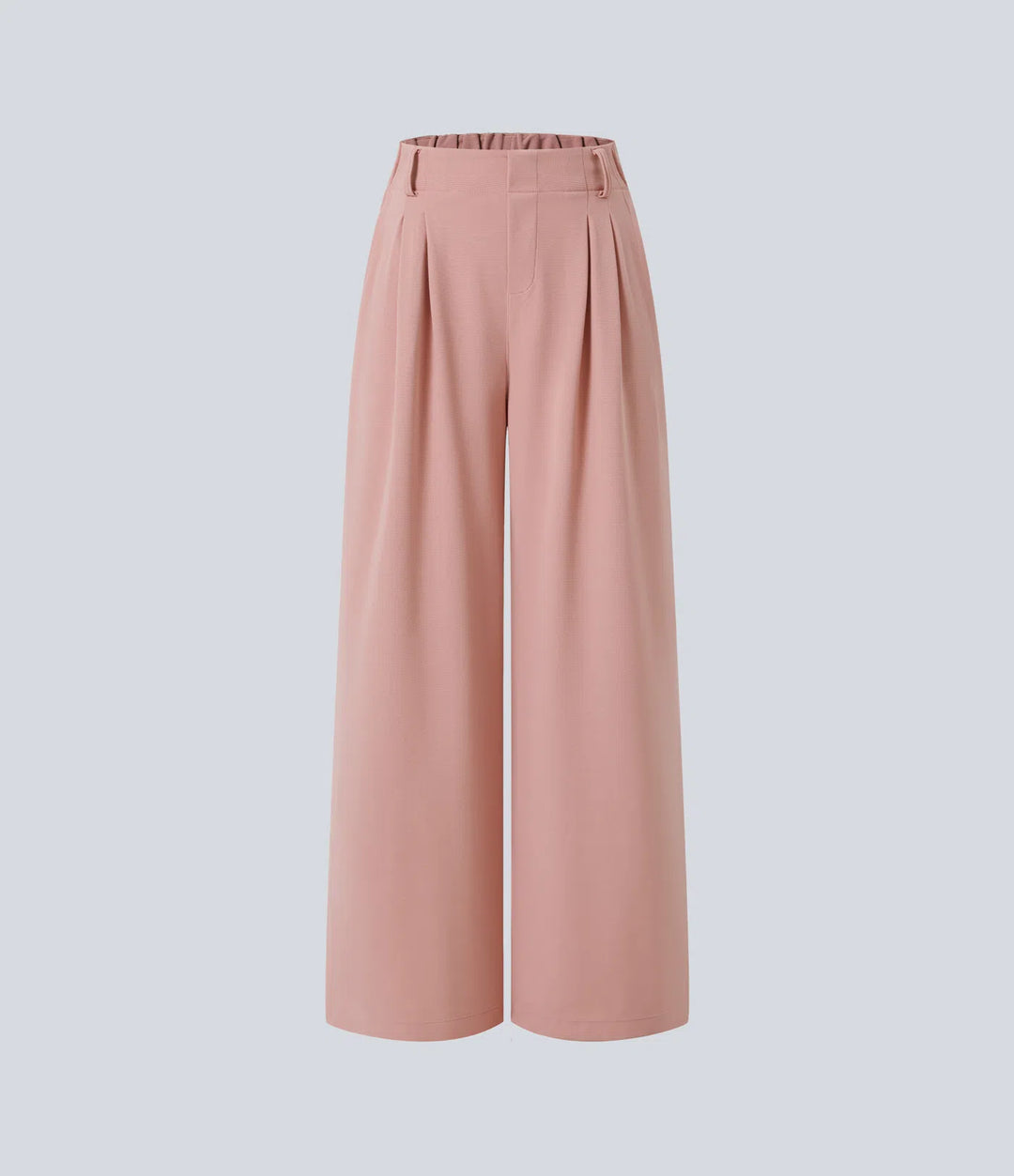 Pantalon fluide à taille haute et jambes larges, en tissu gaufré, avec poches latérales