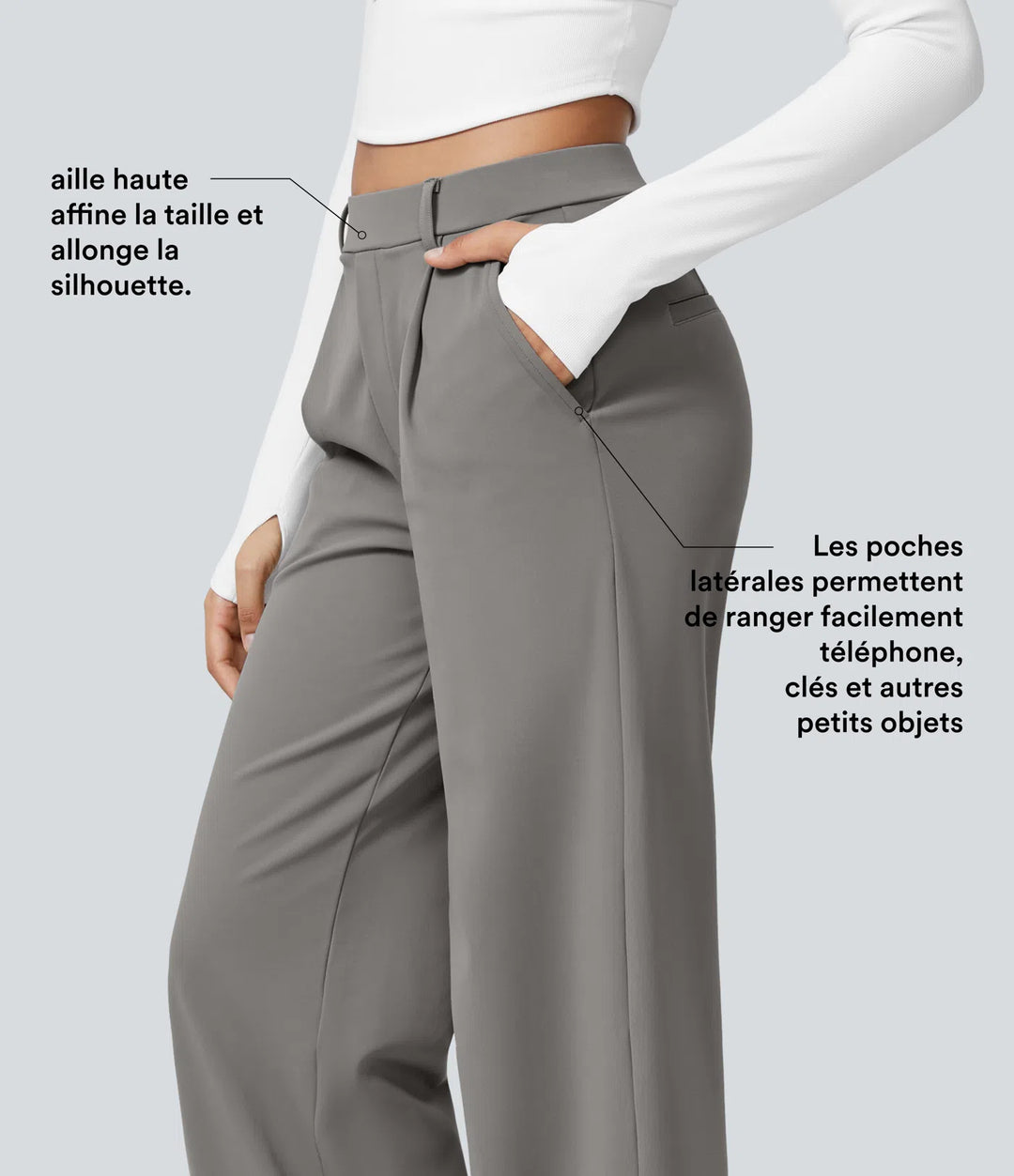 Pantalon tailleur Jean & Marie DayStretch coupe droite taille haute avec poches