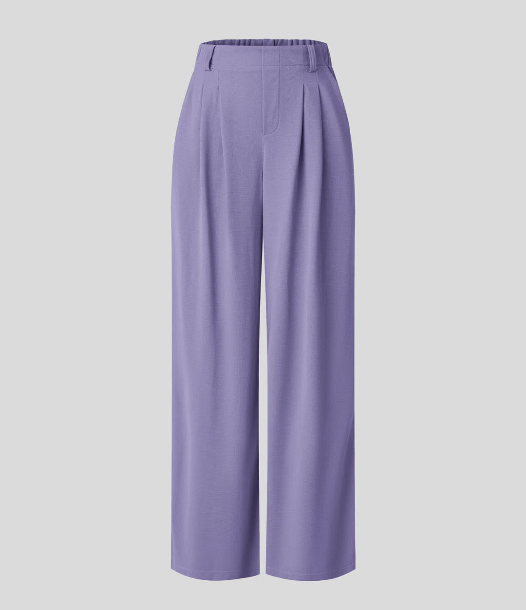 Pantalon fluide à taille haute et jambes larges, en tissu gaufré, avec poches latérales