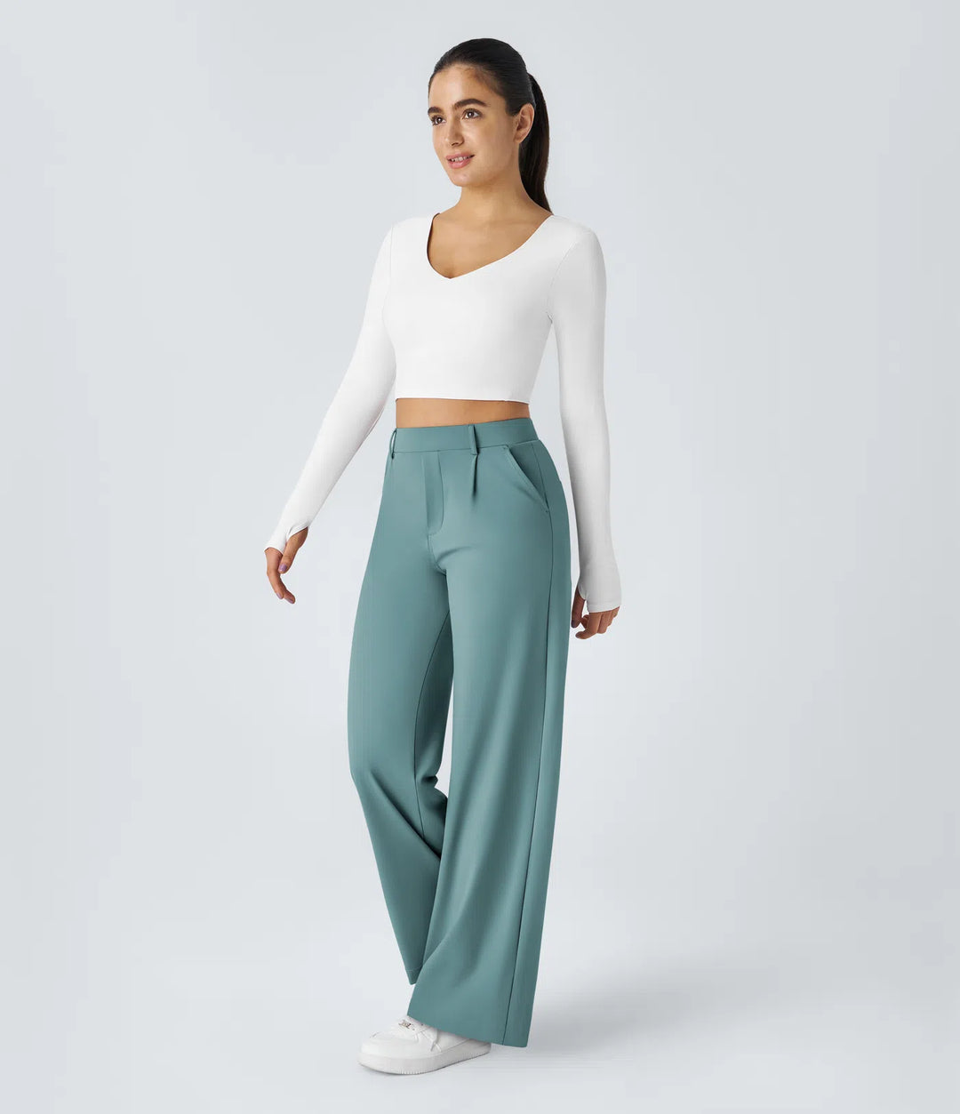 Pantalon tailleur Jean & Marie DayStretch coupe droite taille haute avec poches