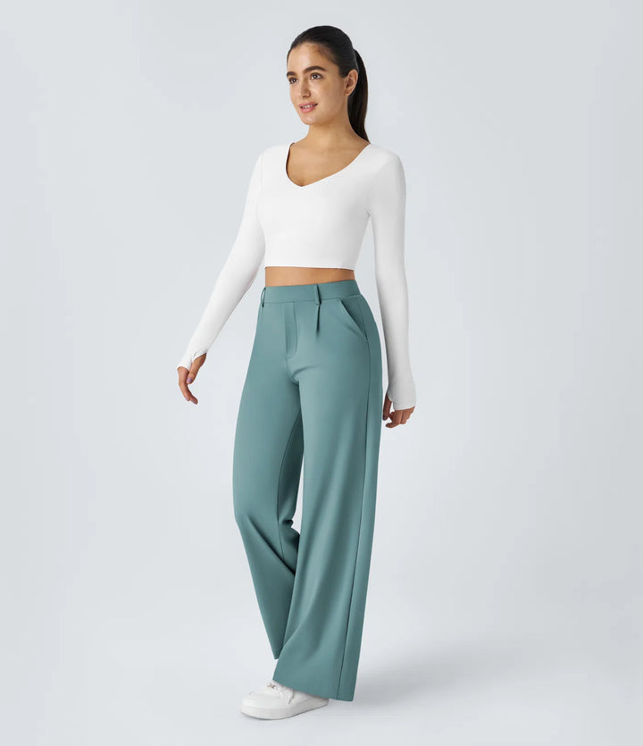 Pantalon tailleur Jean & Marie DayStretch coupe droite taille haute avec poches