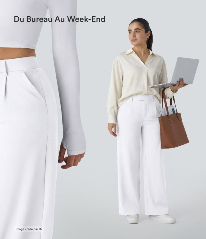 Pantalon tailleur Jean & Marie DayStretch coupe droite taille haute avec poches