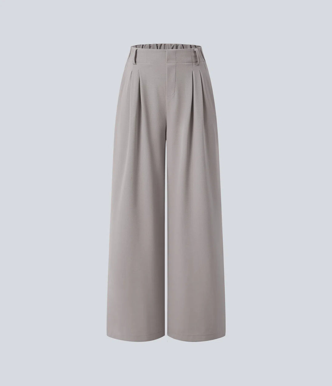 Pantalon fluide à taille haute et jambes larges, en tissu gaufré, avec poches latérales