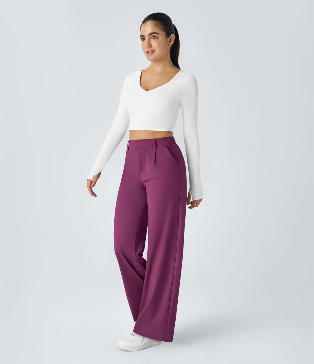 Pantalon tailleur Jean & Marie DayStretch coupe droite taille haute avec poches