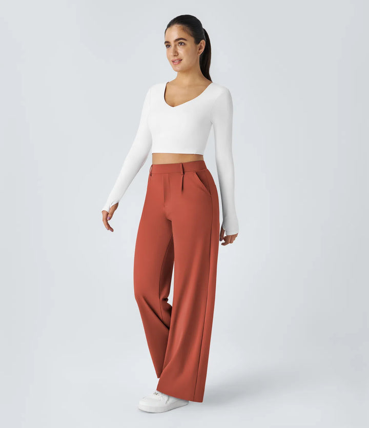 Pantalon tailleur Jean & Marie DayStretch coupe droite taille haute avec poches