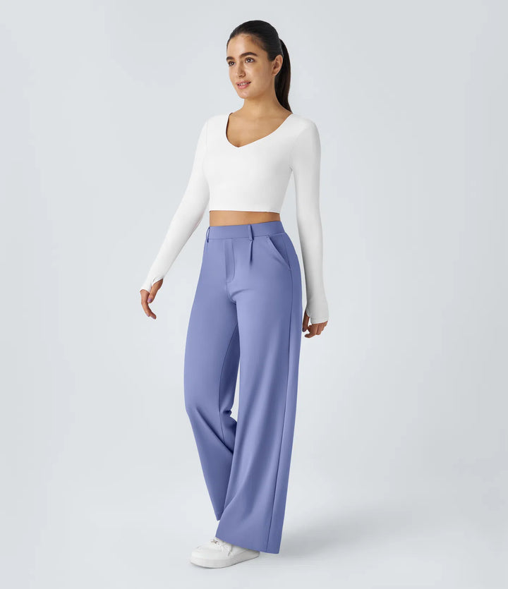 Pantalon tailleur Jean & Marie DayStretch coupe droite taille haute avec poches