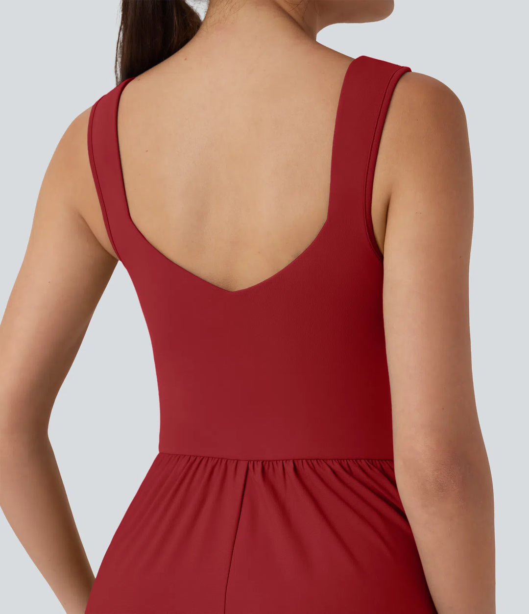 Robe maxi casual fluide dos nu, avec brassière intégrée et poches