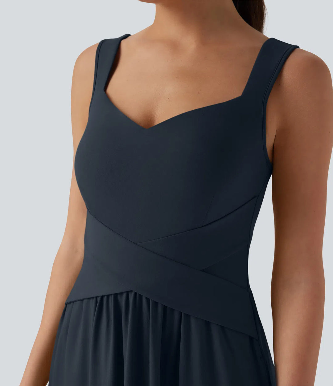 Robe maxi casual fluide dos nu, avec brassière intégrée et poches