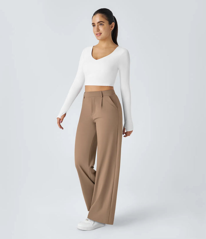 Pantalon tailleur Jean & Marie DayStretch coupe droite taille haute avec poches