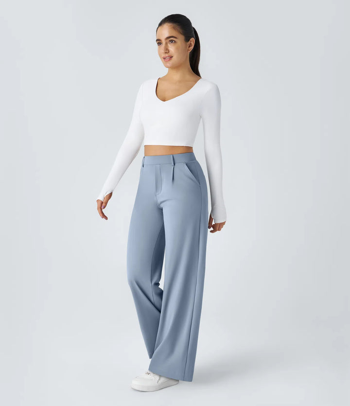 Pantalon tailleur Jean & Marie DayStretch coupe droite taille haute avec poches
