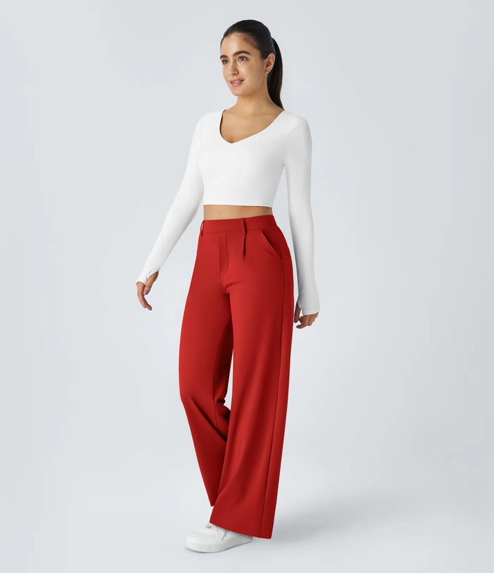 Pantalon tailleur Jean & Marie DayStretch coupe droite taille haute avec poches