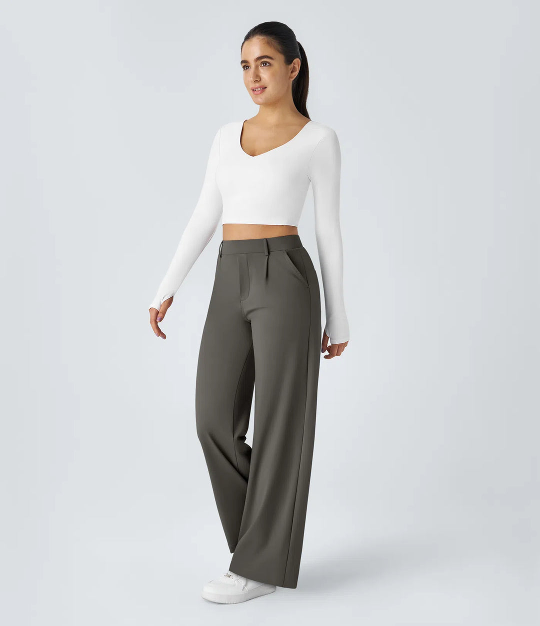 Pantalon tailleur Jean & Marie DayStretch coupe droite taille haute avec poches