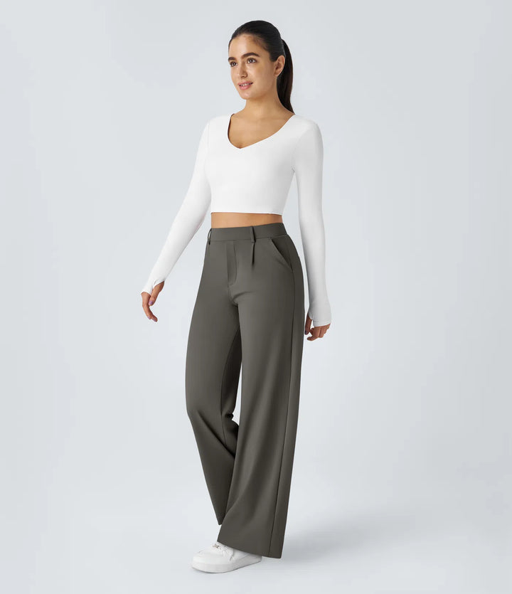 Pantalon tailleur Jean & Marie DayStretch coupe droite taille haute avec poches