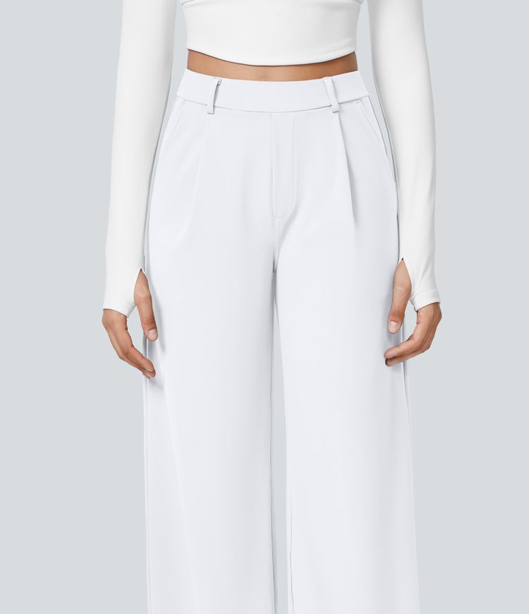 Pantalon tailleur Jean & Marie DayStretch coupe droite taille haute avec poches