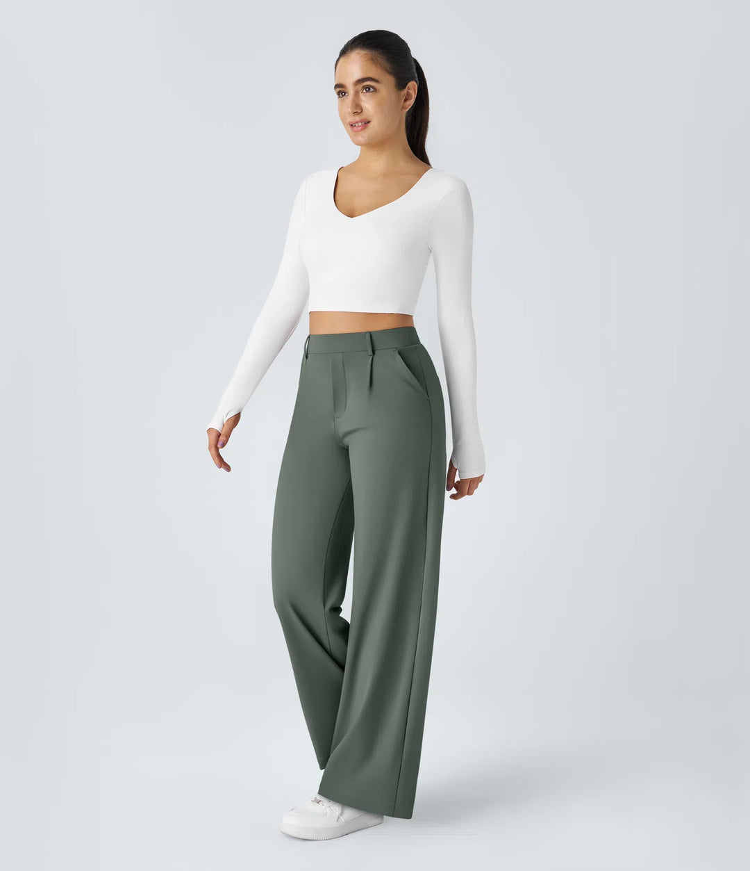 Pantalon tailleur Jean & Marie DayStretch coupe droite taille haute avec poches