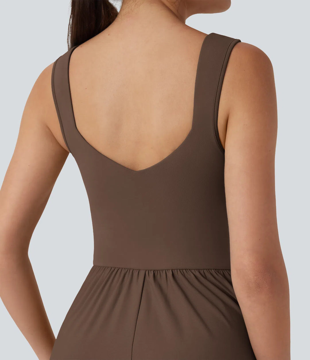 Robe maxi casual fluide dos nu, avec brassière intégrée et poches