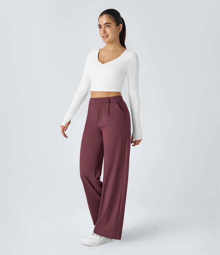 Pantalon tailleur Jean & Marie DayStretch coupe droite taille haute avec poches