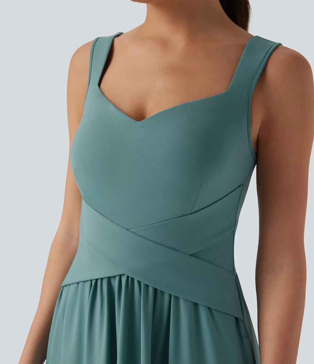 Robe maxi casual fluide dos nu, avec brassière intégrée et poches
