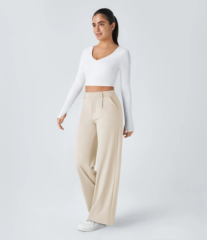 Pantalon tailleur Jean & Marie DayStretch coupe droite taille haute avec poches