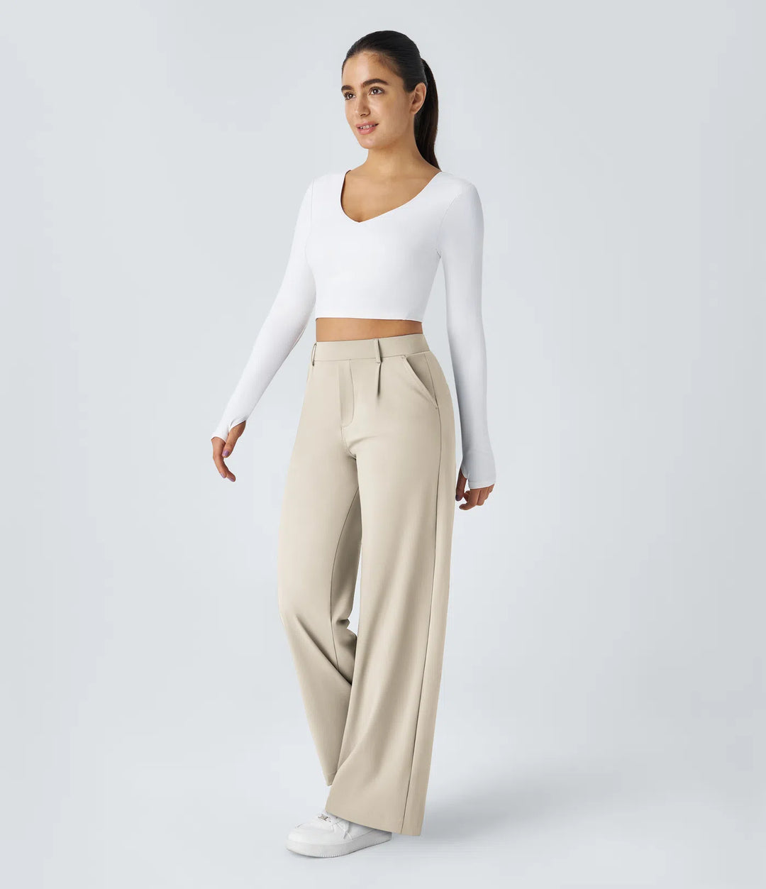 Pantalon tailleur Jean & Marie DayStretch coupe droite taille haute avec poches