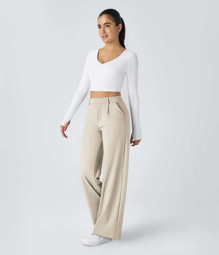 Pantalon tailleur Jean & Marie DayStretch coupe droite taille haute avec poches