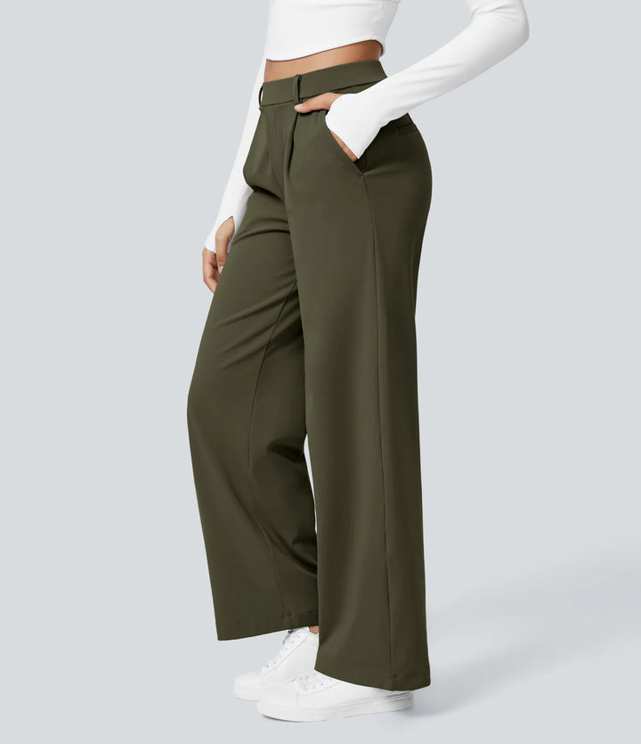Pantalon tailleur Jean & Marie DayStretch coupe droite taille haute avec poches