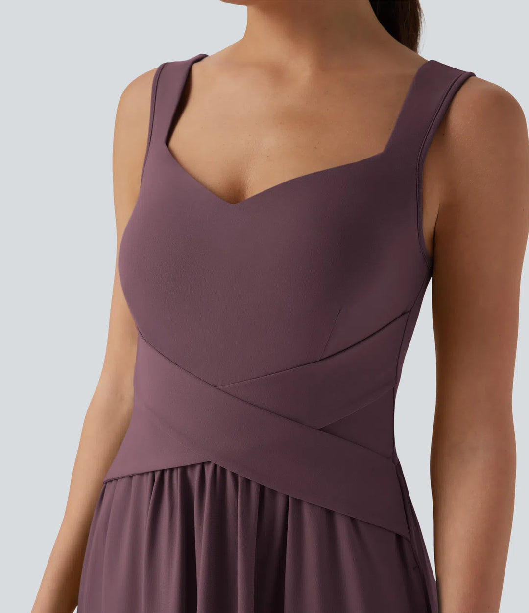 Robe maxi casual fluide dos nu, avec brassière intégrée et poches