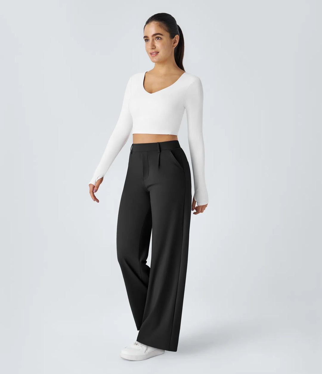 Pantalon tailleur Jean & Marie DayStretch coupe droite taille haute avec poches