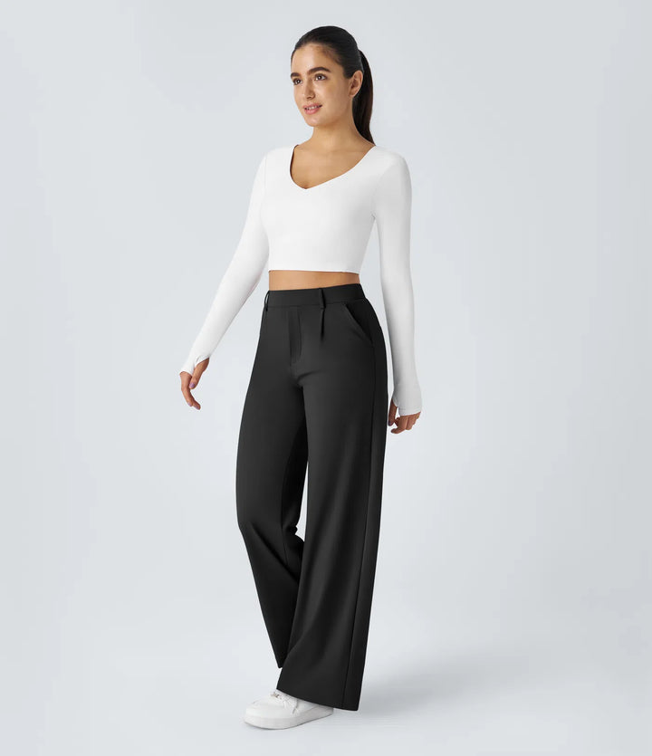 Pantalon tailleur Jean & Marie DayStretch coupe droite taille haute avec poches